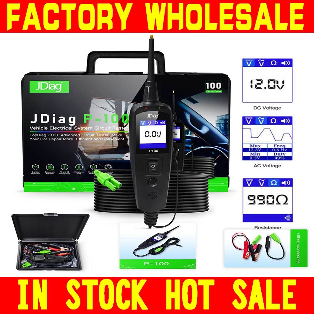 

Jdiag New Power Test Power Probe P100 Electric Circuit Tester Automotive Diagnostic-Tool P100 for Cars and Trucks Same as PT150
