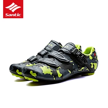 

Santic Men Pro Road Cycling Shoes PU Breathable Road Bike Shoes Auto-locking Athletic Racing Bicycle Shoes Sneakers WMS17004H