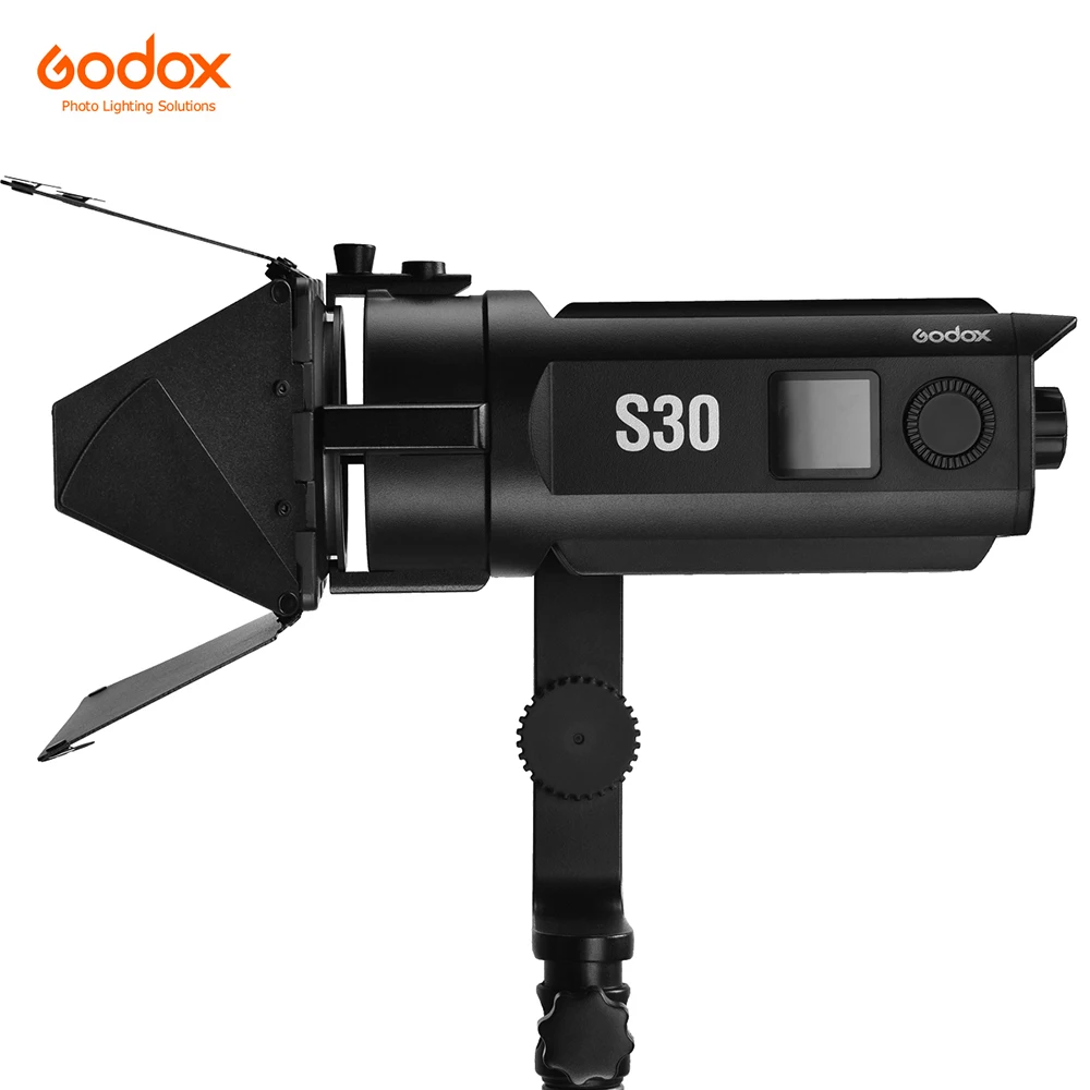 Godox S30 30 Вт фокусирующий СВЕТОДИОДНЫЙ фотографии; непрерывный Регулируемый светильник Точечный светильник с дверью сарая для профессиональной фотостудии
