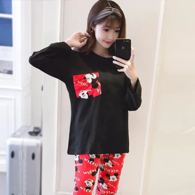 Женские пижамы Disney с Микки Маусом женские весенние осенние халаты одежда для сна