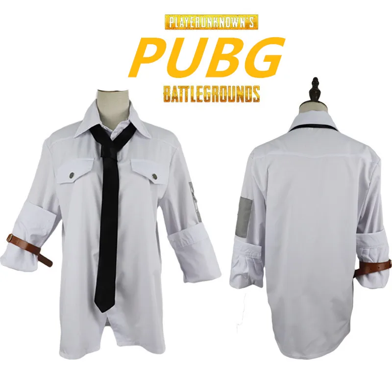 1 PUBG белая рубашка с длинным рукавом галстук Косплей Мужская одежда Униформа PLAYERUNKNOWNS BATTLEGROUNDS полный набор Cos подарок на праздник - Цвет: 1