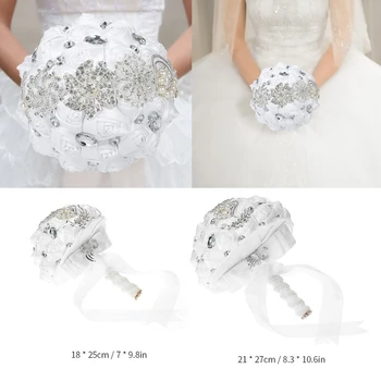 

Wedding Bouquet Bride Holding Flowers Pure Pearls Bridesmaid Flower Fashion Crystal Pearls Champagne Satin