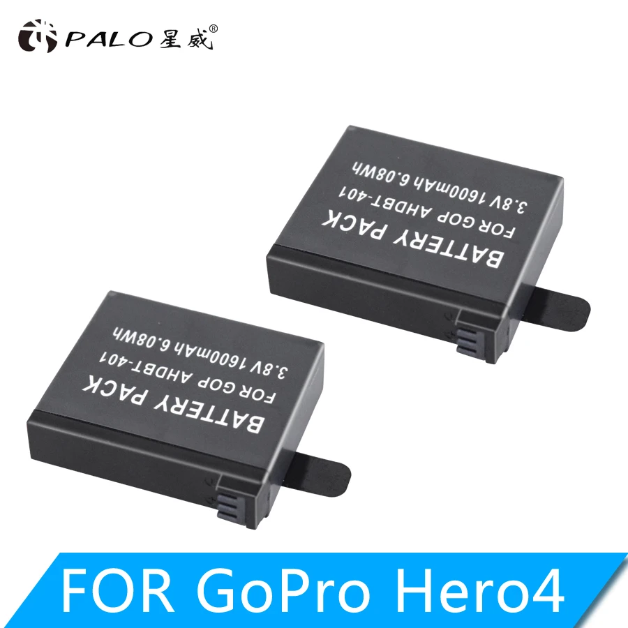 PALO 1600 мАч AHDBT-401 Аккумулятор akku для Gopro Hero 4 батареи Go Pro Hero4 bateria AHDBT 401 аксессуары для экшн-камеры - Цвет: 2pcs AHDBT-401
