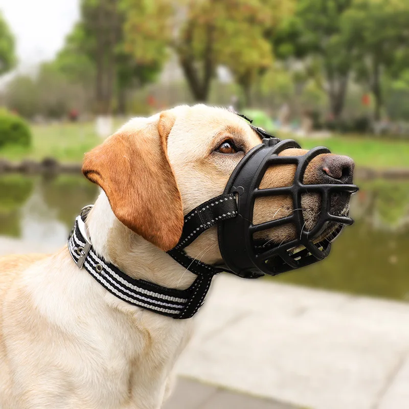 Reflective Dog Muzzle Mask Anti-biting Silicone pet Mouth Muzzles Adjustable Anti Barking mouth cover Small Medium Large Dogs
