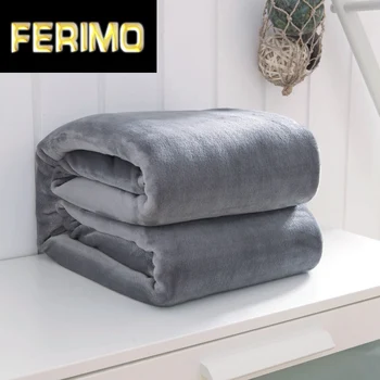 

42100% Polyester Solid Color Think Plush Blanket Throws Flannel Soft Warm Fleece Blankets For Plane/Sofa/Bedding
