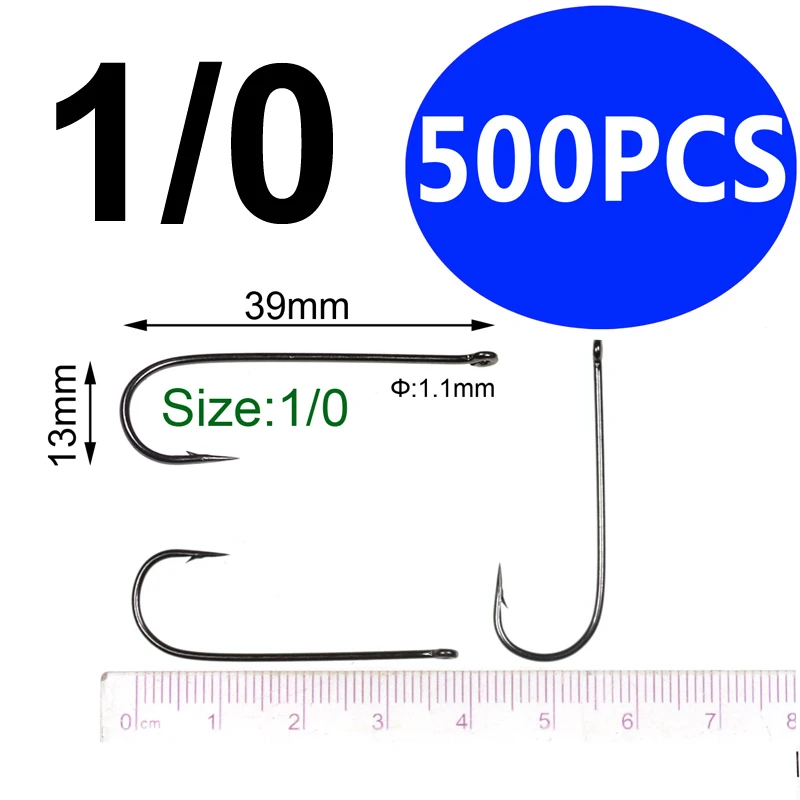 Bimoo 500 шт. рыболовные крючки с колючей спинкой Baitholder Aberdeen с длинным хвостовиком, рыболовные крючки, держатель для рыбной приманки, Размер 10, 9, 6, 4, 3, 2, 1, 2/0, 3/0 - Цвет: 500pcs size 1l0