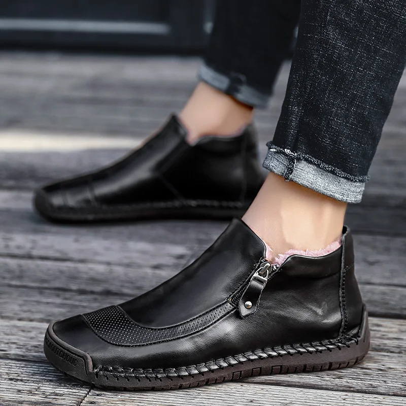 

2019 Causal Men Boots Leather Boots Men Waterproof Shoes Men Work Ankle Boots Comfortable Outdoor Breathable Footwear Size 38-48