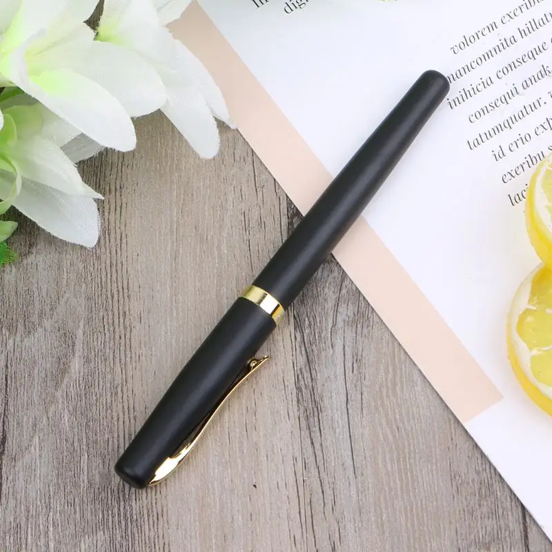 

High Quality Black Fountain Pen 22KGP M Nib Set New
