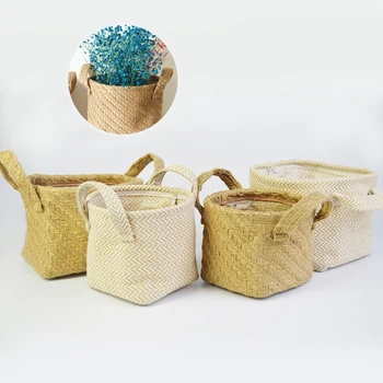 

Braided Jute Cloth Flowerpot Storage Basket Cotton Linen Blended Desktop Storage Box Kids Toys Sundries Organizer Laundry Basket