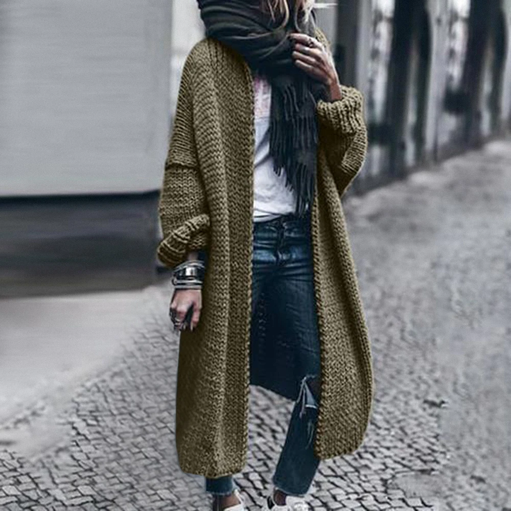 

Women Oversize Cardigan Sweater Long Knitted Sweater Coat Vintage Sweater Jacket Autumn Winter Long Sleeve Tricot Overcoat Mujer
