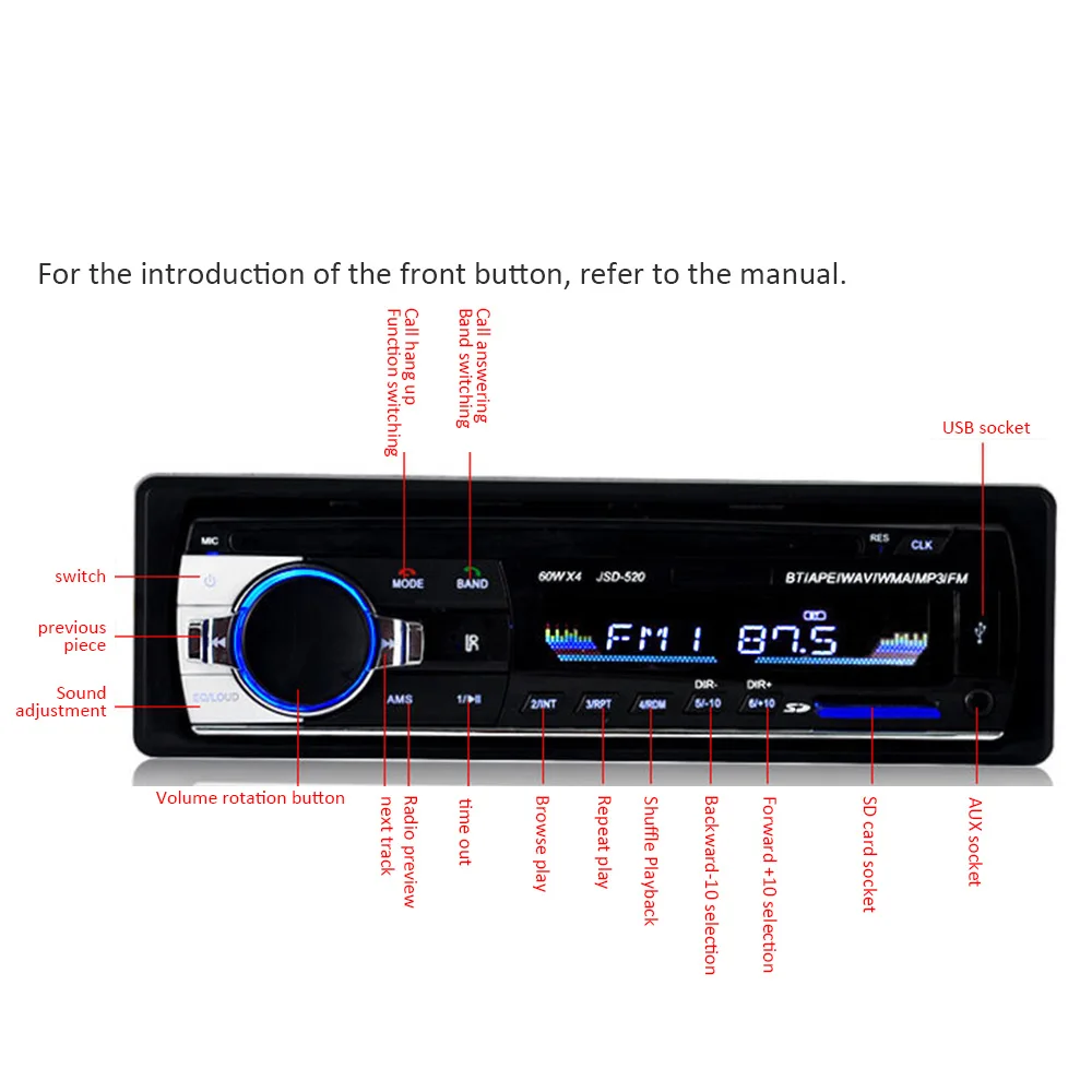 Автомобильные радио стерео цифровой, с дистанционным управлением HD Bluetooth аудио музыка стерео 12 В AUX USB универсальный автомобильный Радио MP3-плеер Авторадио