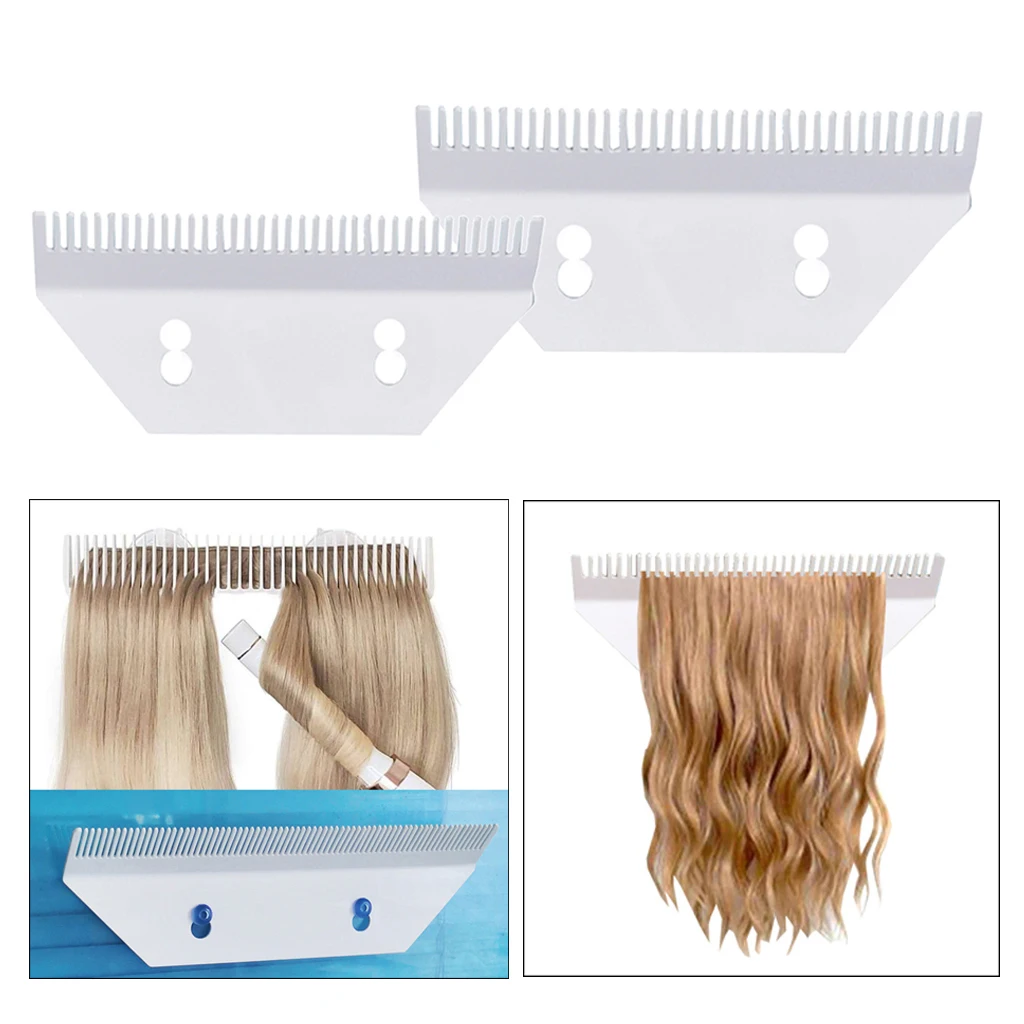 2x White Salon Hair Extension Wigs Sectioning Holder Organizer Rack Hanger