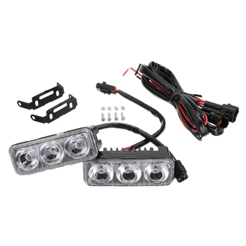 

2PCS 3 LED 12V Super Bright Front Headlight Car Day-time Running Lights Fog Lamps White 6000K-7000K