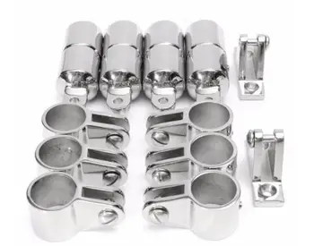 

16 pcs 4-Bow 25mm Bimini Top Boat Stainless Steel Fittings Marine Hardware Set