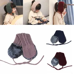 9 cores de inverno bonito quente menina menino bebê ao ar livre macio grosso pele malha lavável earmuffs