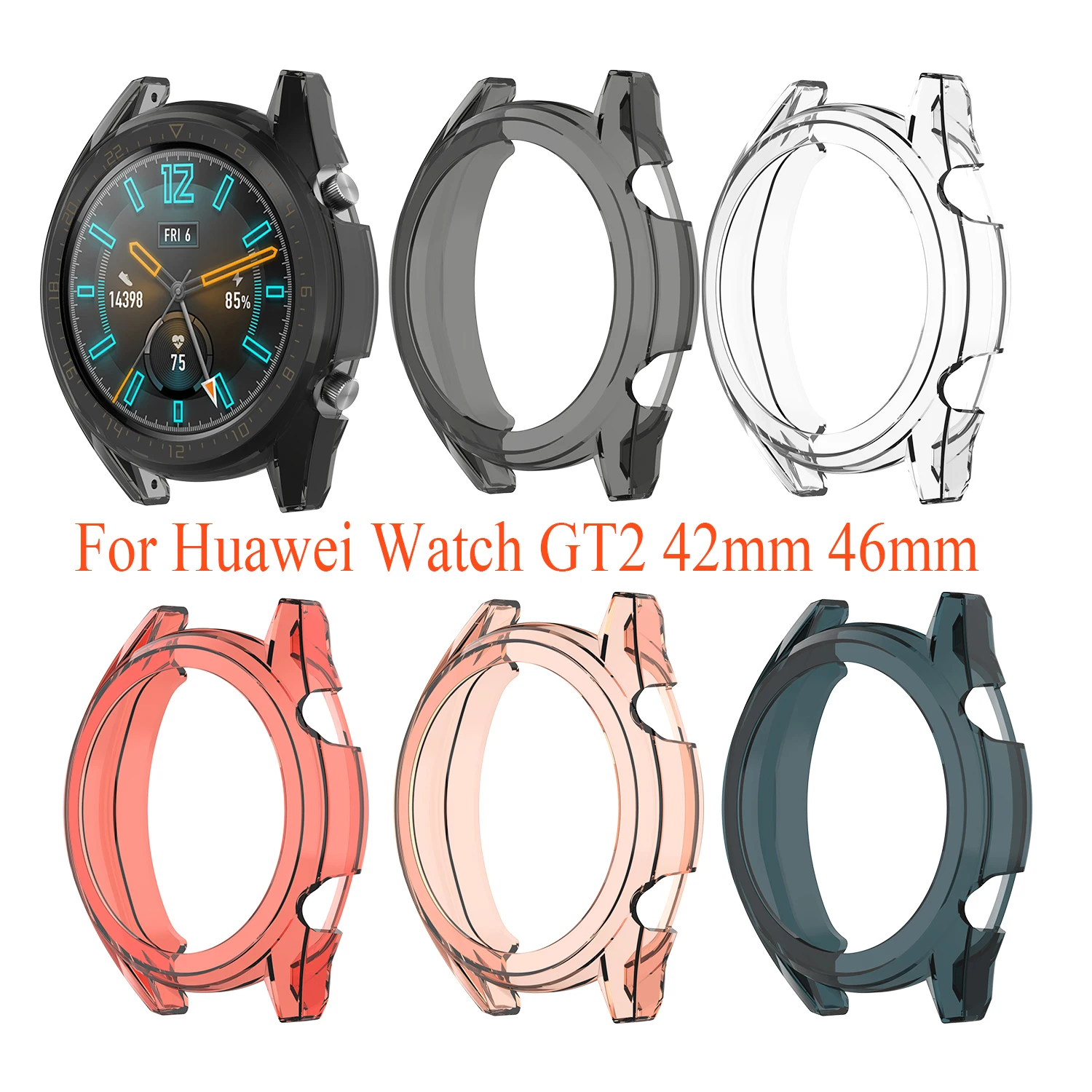 Прозрачный ТПУ защитный бампер для часов, чехол для huawei GT2 42 мм 46 мм, аксессуары для умных часов GT 2, защитная оболочка