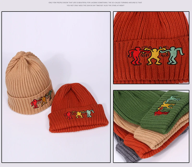 Skullies Beanies унисекс Зимняя Шапка-бини с вышивкой Мультяшные миниатюрные шапки для мужчин и женщин Спортивная Кепка Толстая вязаная шапка женская шапка Homme мужская прочная чашка
