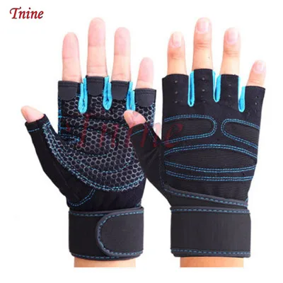 blue gloves Тяжелая атлетика ручной перчатки без пальцев тренажерный зал тренировка Бодибилдинг перчатки Для мужчин/Для женщин для тренировок в фитнес-зале половина протектор для пальцев руки - Цвет: blue gloves