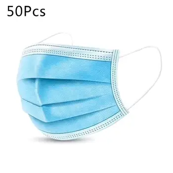 

50 Pcs Disposable Mask 3-Layers Non-Woven Protective Earloop Mouth-Muffle Cover