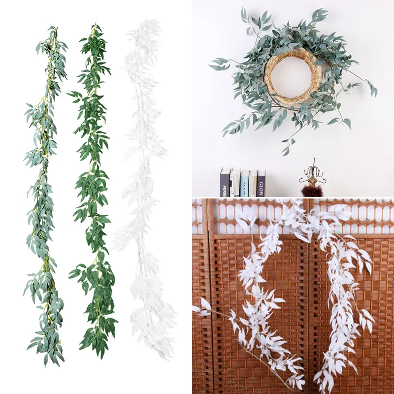 184cm Simulation Green Willow Leaves Vine Artificial Flower Rattan Leaf Vine Wedding Arch Home Party Hanging Garland Decoration