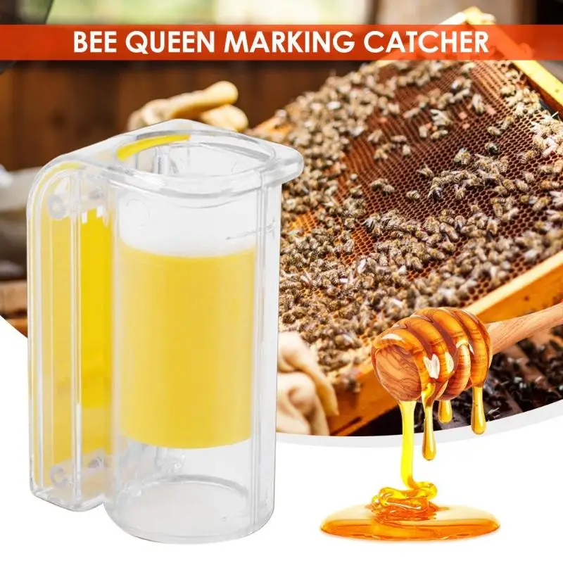 

Durable Bee Queen Marking Catcher Fine Workmanship Long Service Life One Handed Plastic Plunger Plush Garden Beekeeper Tool