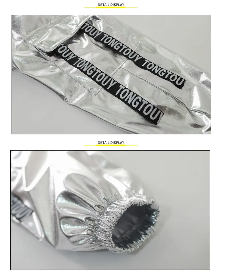 2021 Fashion Boys Hip-hop Set Girl Silver Color Jazz Dance Costume Children Performance Clothes Dance Costume Cool Rave Outfits