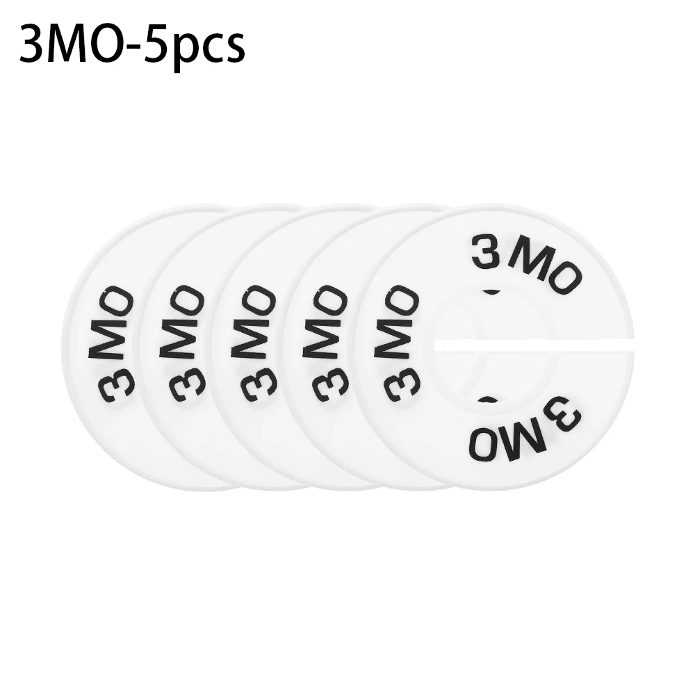Новая мода 5 шт. DIY Детская одежда бирки с размерами круглые вешалки гардероб этикетки для одежды магазины одежды дома белый пустой разделители - Цвет: 3MO-5pcs