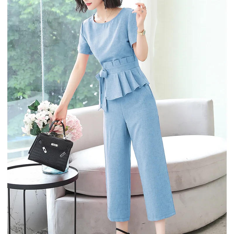

2019 New Style Western Style Mom Summer Wear Sweater Set Middle-aged WOMEN'S Apparels Fashion Middle-aged Elegant Set Thin