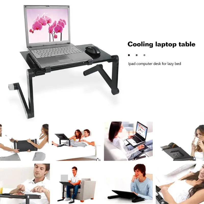 Portable Aluminum Alloy Laptop Desk Holder 360 Degree Adjustable Foldable Notebook Vented Stand