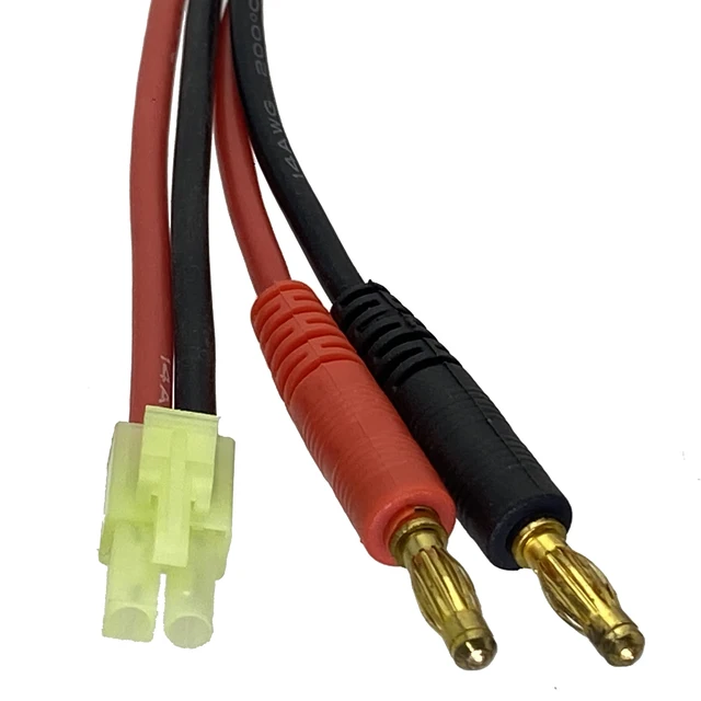 2 Vnt. "Tamiya" įkrovimo Kabelis Su 4 Mm Aukso Kontaktų Ki&scaron;tuku Banano Ki&scaron;tukas 14AWG 30 CM
