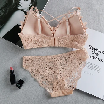 

2Pcs Sexy Comfortable Lace Without Steel Ring thin Gather Bra Set Straps Girl Love Triangle Cup Underwear Women Lady Lingerie