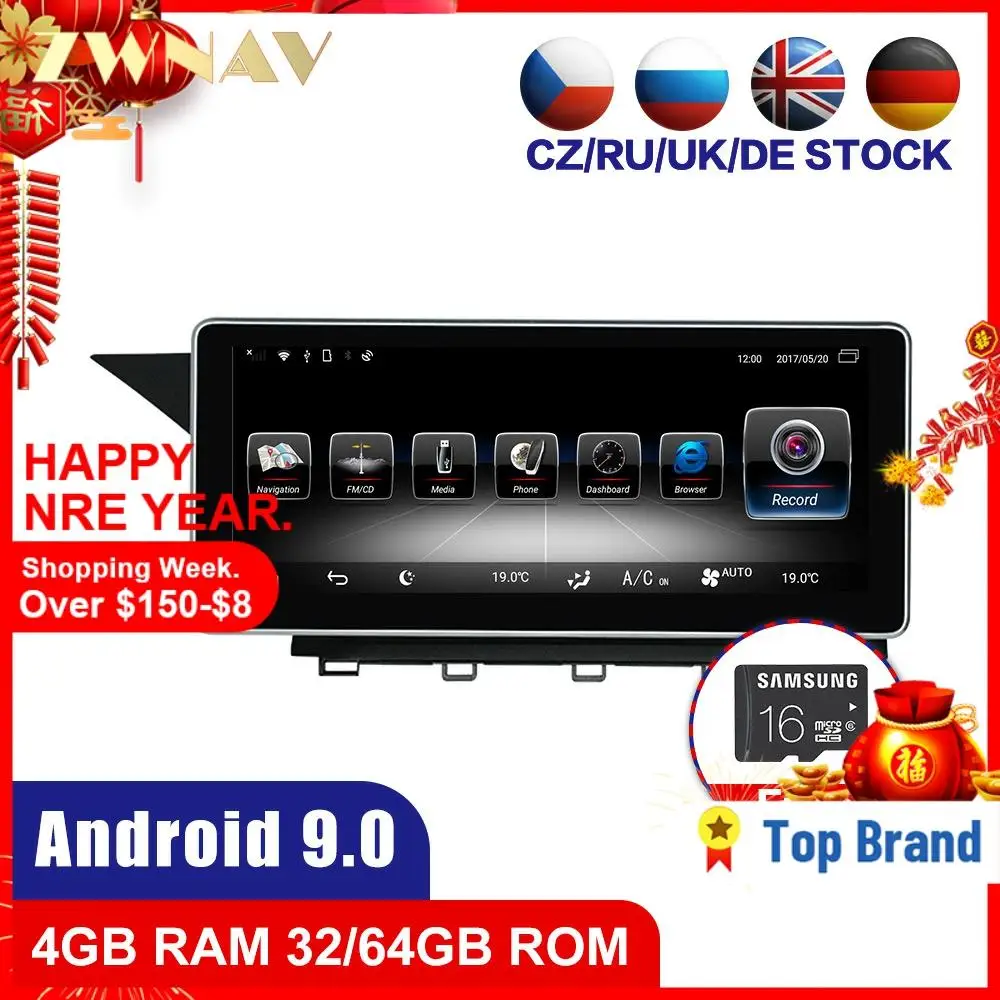 4 + 64 ГБ Android 9 0 автомобильный стерео DVD плеер GPS Glonass Navi для Mercedes Benz GLK X204 2008 Видео