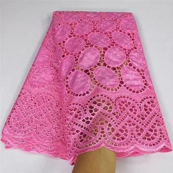 

2020 pink African bazin riche fabric with brode Latest fashion embroidery bazin lace fabric with net lace 5 yards