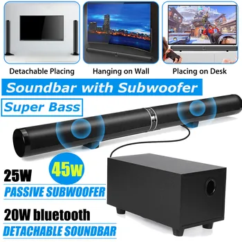 

45W 80cm 31.5" Soundbar with Subwoofer HiFi Detachable Wireless bluetooth Speaker 3D Surround Stereo for TV Home Theatre System