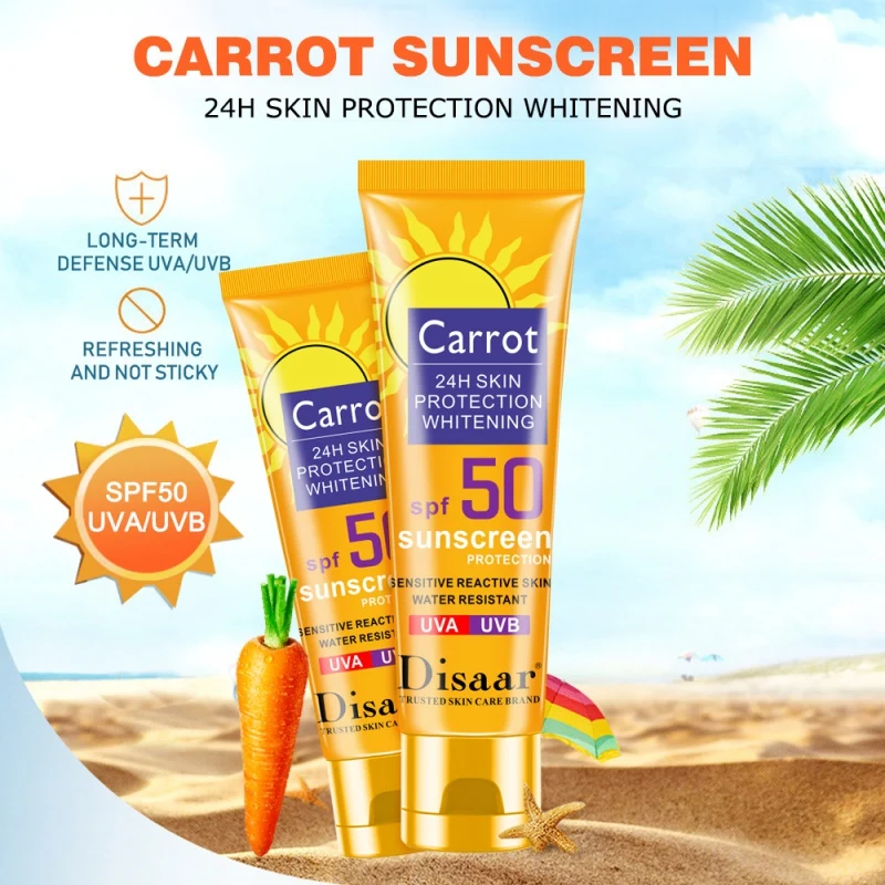 Морковный солнцезащитный крем Увлажняющий анти-УФ водонепроницаемый солнцезащитный крем крик уход за кожей лица и тела