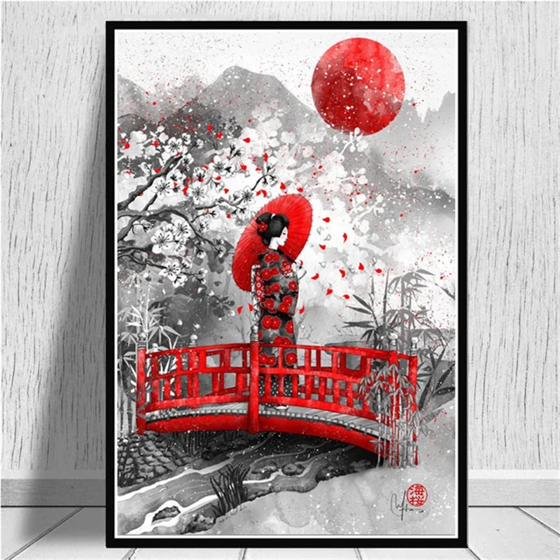 Абстрактный японский постер Sunrise Ukiyoe настенные художественные картины постеры и