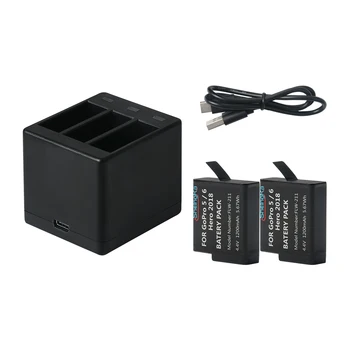 

3-Channel Action Camera Battery Charger with 2pcs 1200mAh 4.4V Rechargeable Action Camera Batteries for GoPro Hero