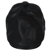 Новинка-кожаный берет для мальчиков и девочек, винтажная остроконечная Кепка, Солнцезащитная Черная кепка Newsboy