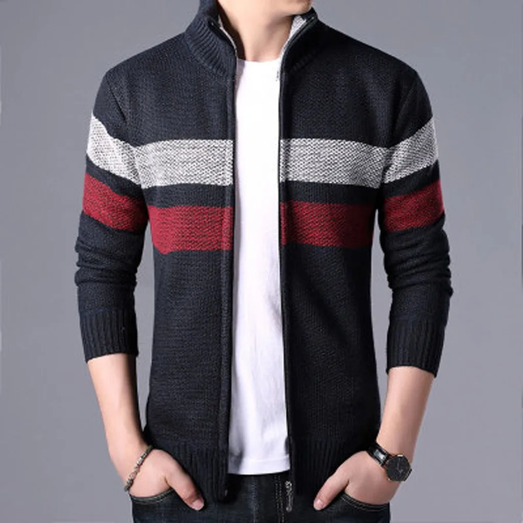 JAYCOSIN Fashion Daily Hot Men's Autumn Winter Zipper Sportswear Patchwork Jacket Long Sleeve Coat#LC 10 Dropshipping Hot