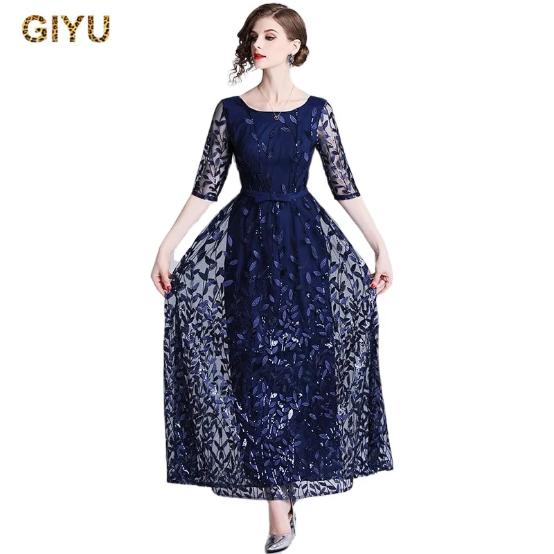 

Lace Embroidery Tulle Long Evening Dress Women Formal Evening Gown Prom Party Dress Celebrity Vestido De Noche 2019 Summer