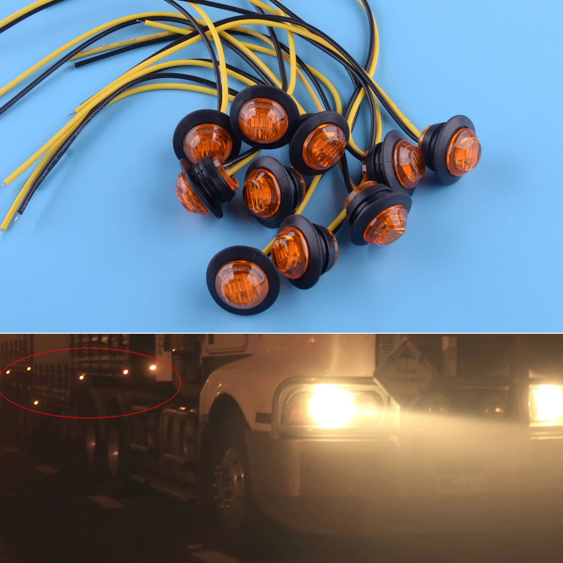10 шт./компл. 12V 3/4 &quot3 светодиодный Янтарный маленькие круглые боковые габаритные