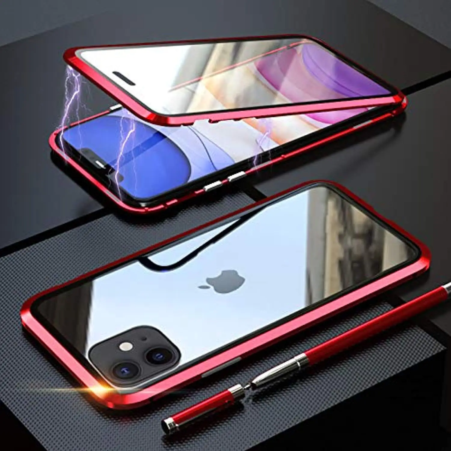 Для iPhone 11 Pro MAX 6 6S 7 8 Plus чехол металлический бампер Магнитный 9H закаленное стекло передний и задний полный защитный чехол для телефона чехол