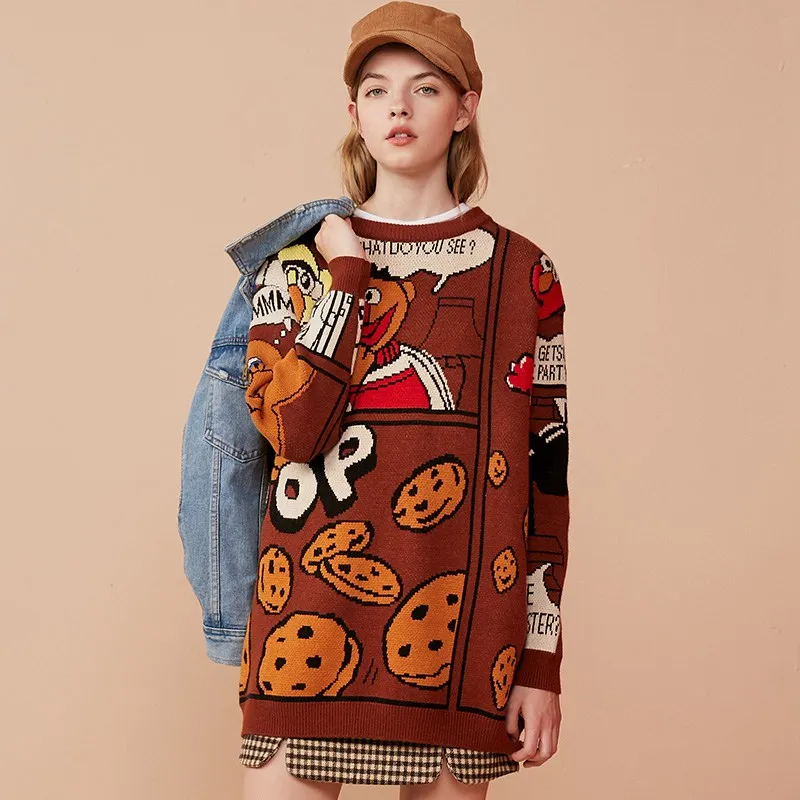 UNIFREE cartoon sweater women thicken 2020 new European and American style loose pullover jacket foreign UDB184K060 | Женская одежда