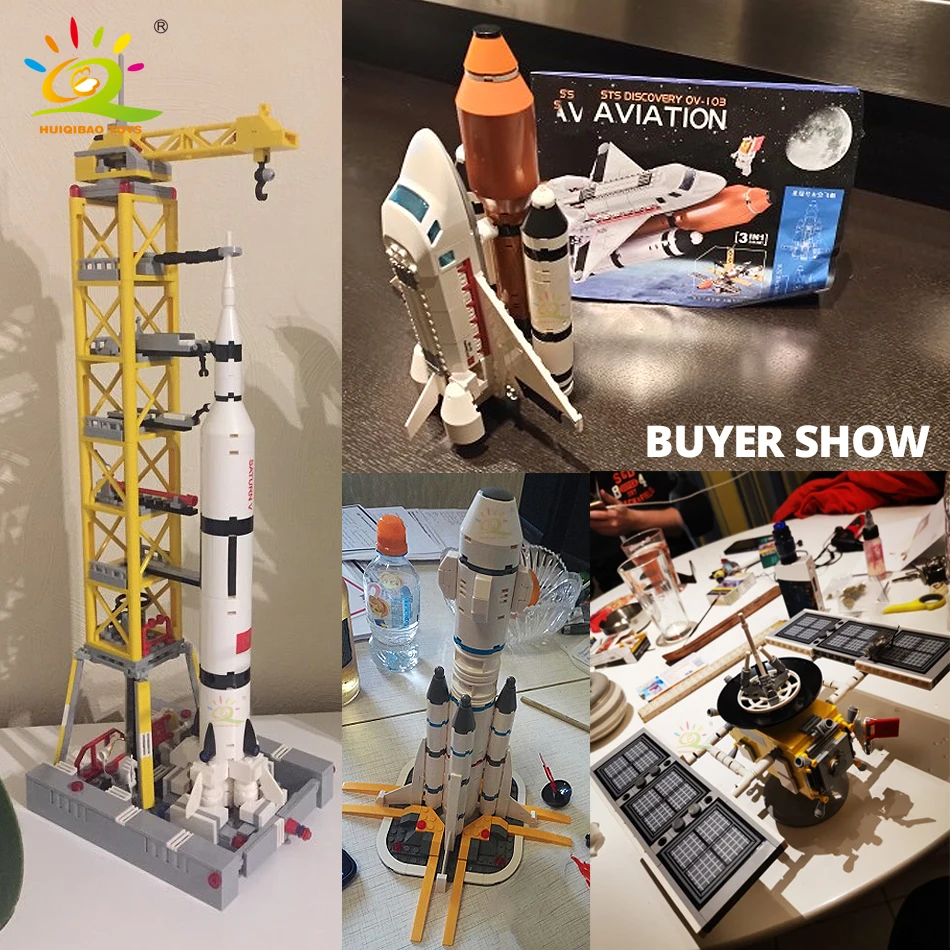 HUIQIBAO космическая станция Saturn V Rocket Building Blocks City Shuttle satellite астронавт фигурка