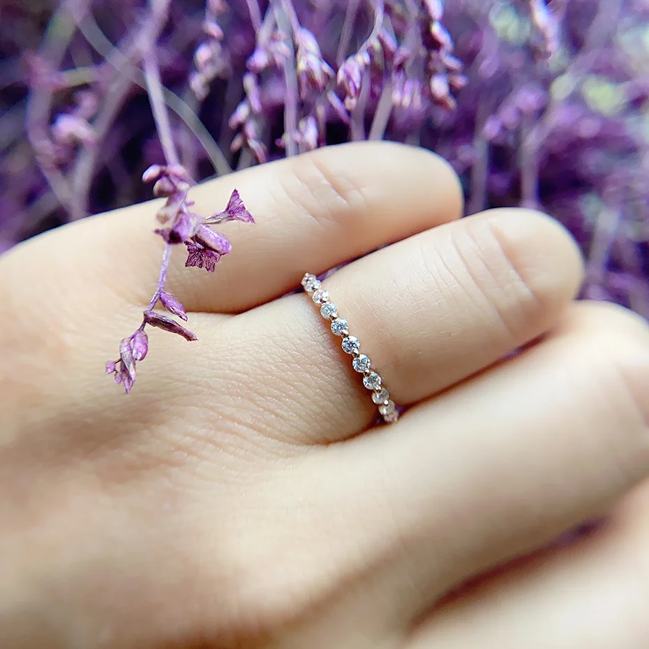 Kuololit 585 14K 10K Rose Gold Bubble Ring for Women Moissanite Solitaire Ring Matching Half Eternity Wedding Band Engagement