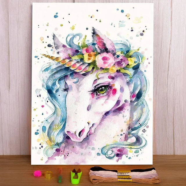 Animal Unicorn Printed 11CT Cross Stitch Embroidery Patterns DMC Threads Craft Sewing Hobby Knitting Floss Sales Decor