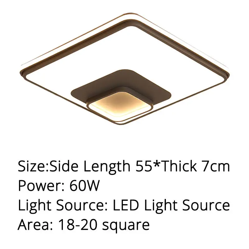 Square 52x52x7cm 60w Современный светодиодный потолочный светильник, потолочные светильники, круглые/квадратные/прямоугольные дизайнерские потолочные светильники для гостиной, светодиодный светильник для дома - Цвет корпуса: Square 52x52x7cm 60w