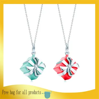 

1: 1 Original Model S925 Sterling Silver Necklaces Fashion 2 Color Gift Box Pendant Necklaces Ladies LOGO Jewelry Birthday Gift