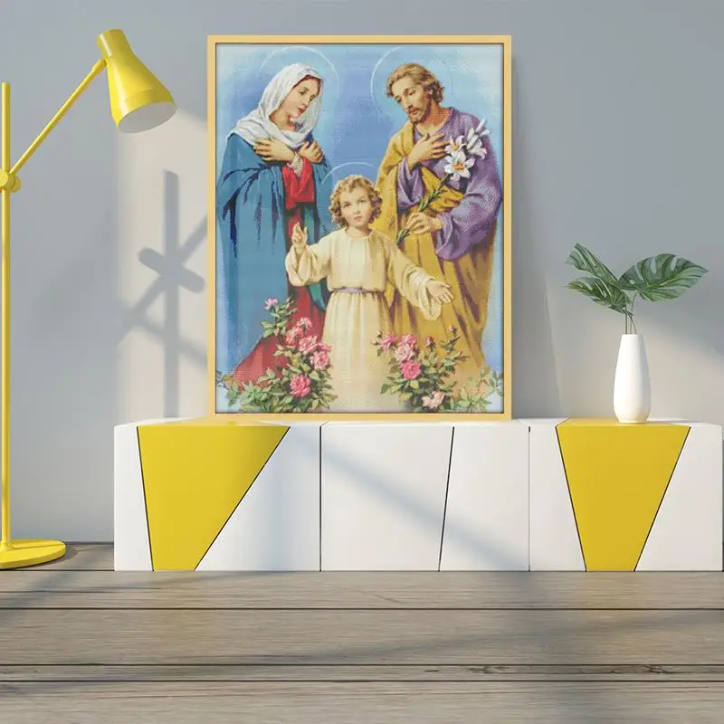 Joy Sunday Набор для вышивания крестиком семья Иисуса из трех узоров Набор для вышивания христианский персонаж портрет декоративная живопись