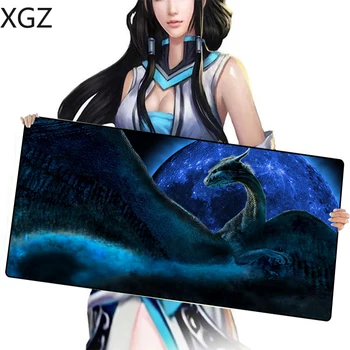 

XGZ Game Player Big Mouse Pad Fantasy Blue Planet Dinosaur Black Lock-edge mouse (for Laptop Desk) for CSGO Keyboard